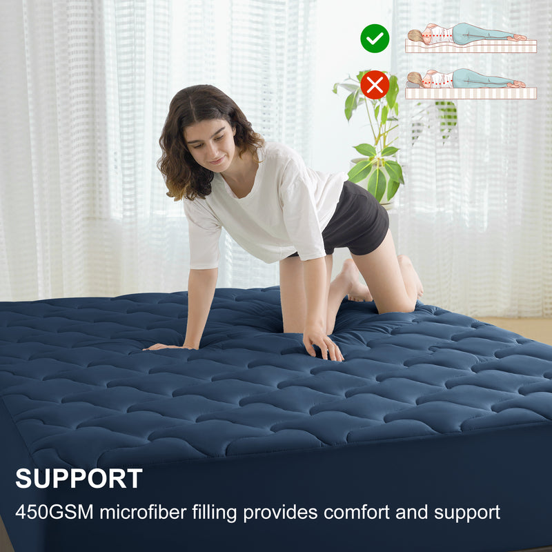 INGALIK Super Soft Mattress Pad Breathable Pillow Top Mattress Cover Fluffy Quilted Fitted Mattress Protector Stretches up 8-21" Deep Pocket Cooling Mattress Topper