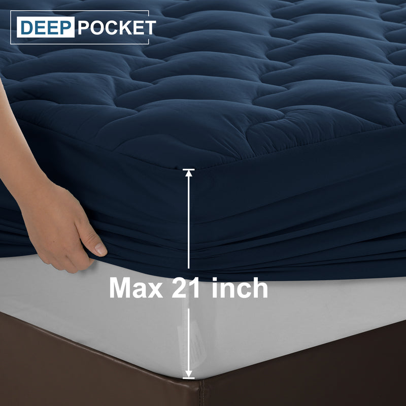 INGALIK Super Soft Mattress Pad Breathable Pillow Top Mattress Cover Fluffy Quilted Fitted Mattress Protector Stretches up 8-21" Deep Pocket Cooling Mattress Topper