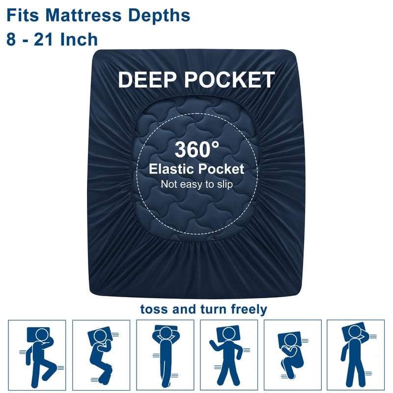 INGALIK Super Soft Mattress Pad Breathable Pillow Top Mattress Cover Fluffy Quilted Fitted Mattress Protector Stretches up 8-21" Deep Pocket Cooling Mattress Topper