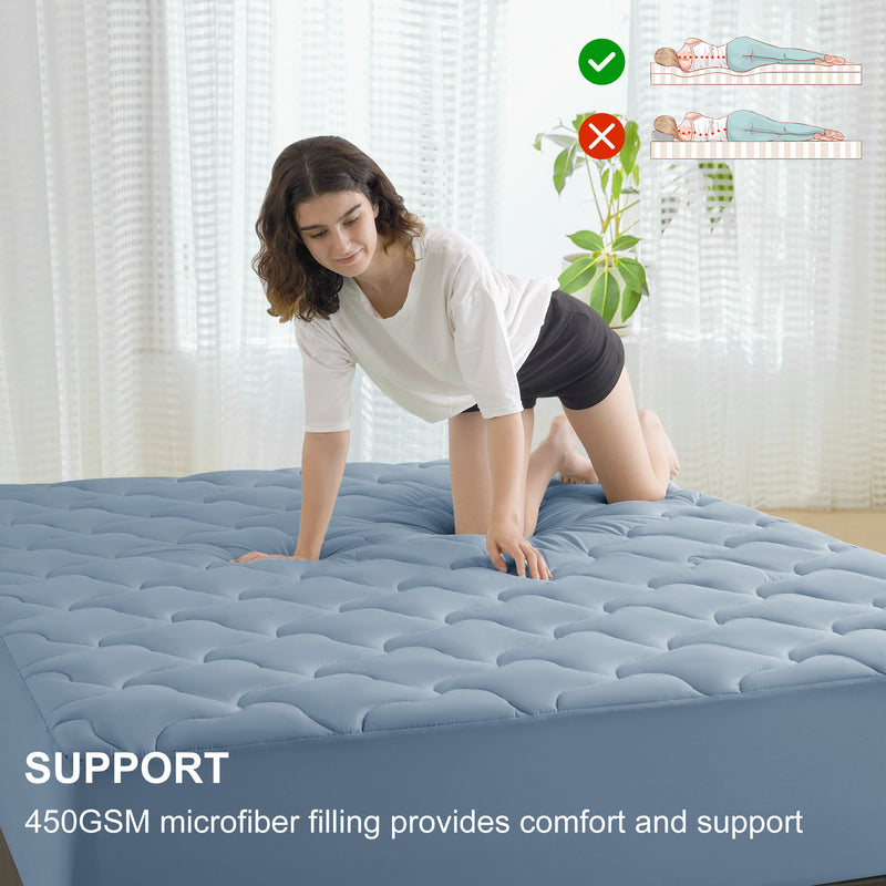 INGALIK Super Soft Mattress Pad Breathable Pillow Top Mattress Cover Fluffy Quilted Fitted Mattress Protector Stretches up 8-21" Deep Pocket Cooling Mattress Topper
