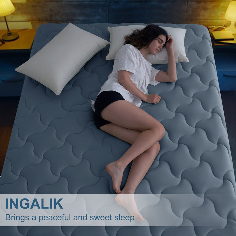 INGALIK Super Soft Mattress Pad Breathable Pillow Top Mattress Cover Fluffy Quilted Fitted Mattress Protector Stretches up 8-21" Deep Pocket Cooling Mattress Topper
