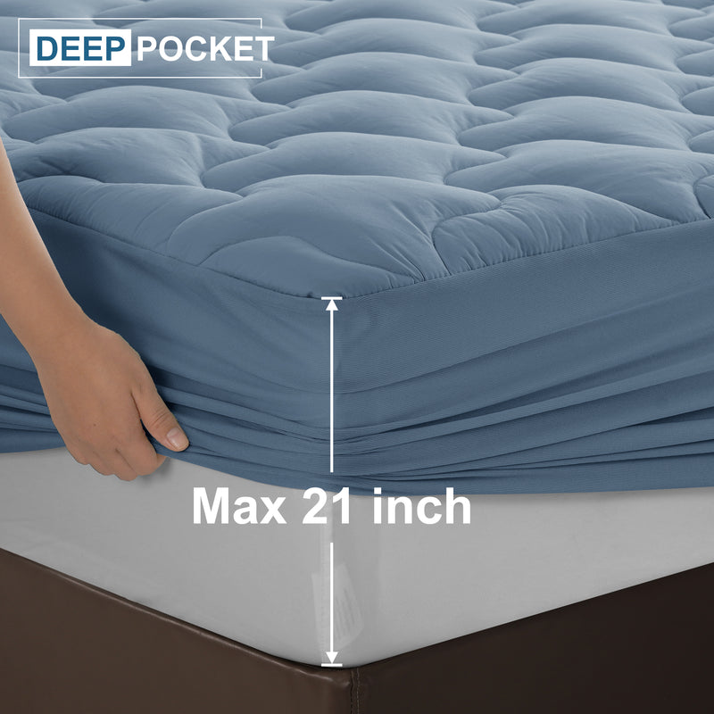 INGALIK Super Soft Mattress Pad Breathable Pillow Top Mattress Cover Fluffy Quilted Fitted Mattress Protector Stretches up 8-21" Deep Pocket Cooling Mattress Topper