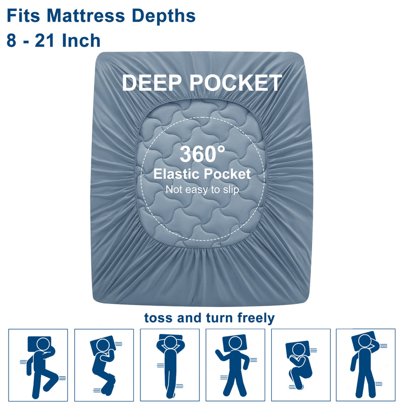 INGALIK Super Soft Mattress Pad Breathable Pillow Top Mattress Cover Fluffy Quilted Fitted Mattress Protector Stretches up 8-21" Deep Pocket Cooling Mattress Topper