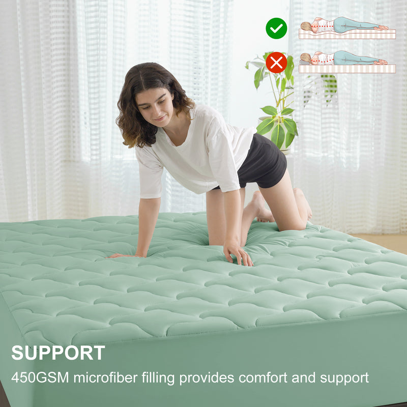 INGALIK Super Soft Mattress Pad Breathable Pillow Top Mattress Cover Fluffy Quilted Fitted Mattress Protector Stretches up 8-21" Deep Pocket Cooling Mattress Topper