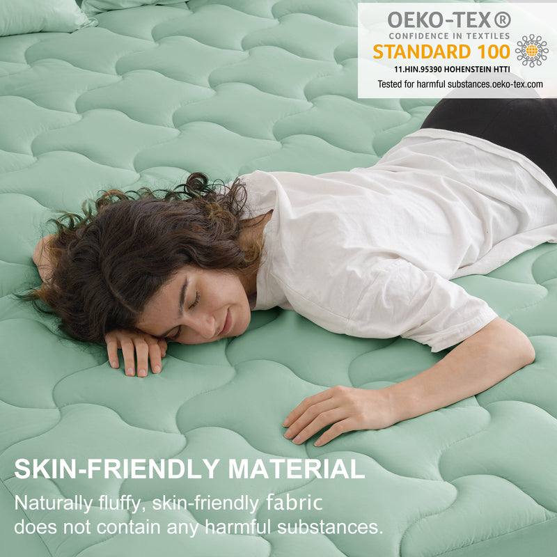 INGALIK Super Soft Mattress Pad Breathable Pillow Top Mattress Cover Fluffy Quilted Fitted Mattress Protector Stretches up 8-21" Deep Pocket Cooling Mattress Topper