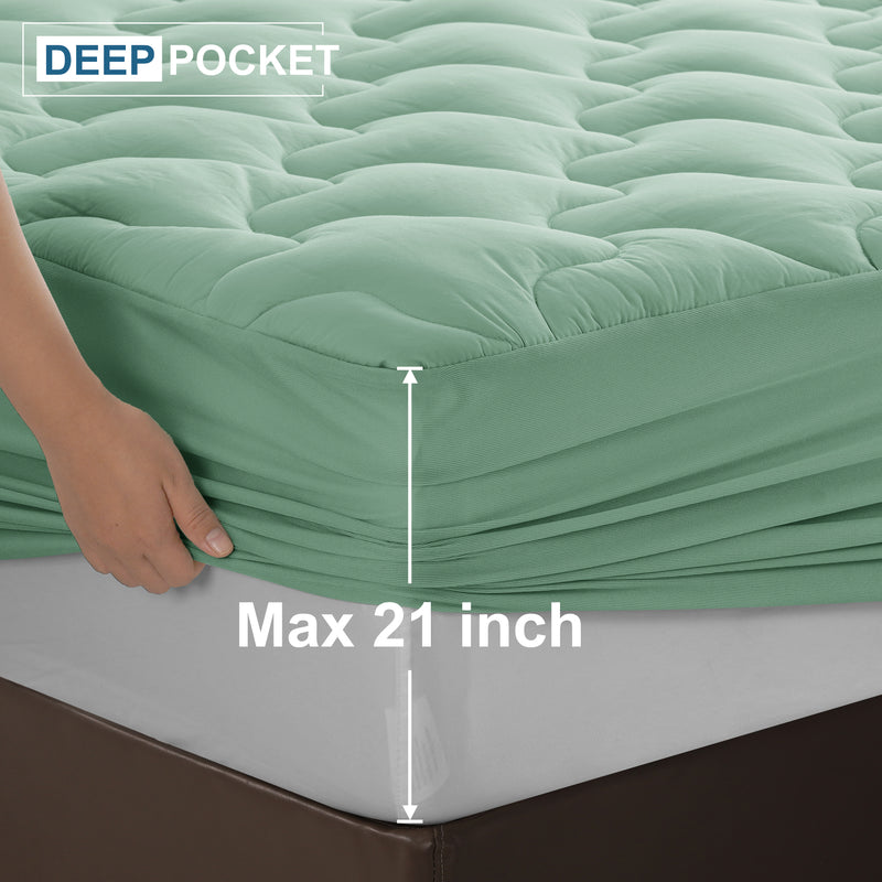 INGALIK Super Soft Mattress Pad Breathable Pillow Top Mattress Cover Fluffy Quilted Fitted Mattress Protector Stretches up 8-21" Deep Pocket Cooling Mattress Topper