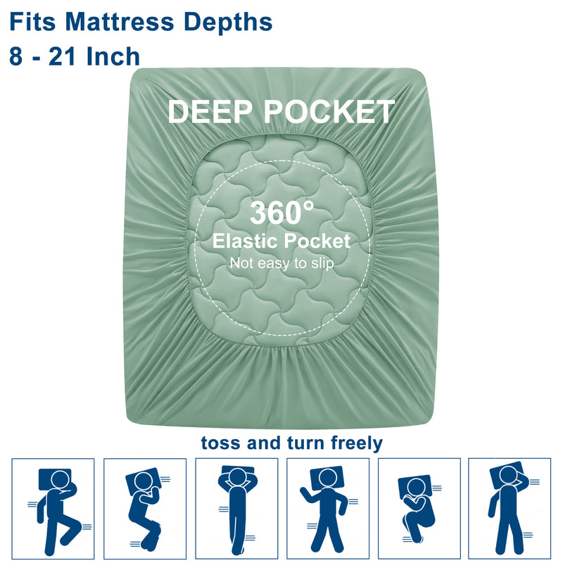 INGALIK Super Soft Mattress Pad Breathable Pillow Top Mattress Cover Fluffy Quilted Fitted Mattress Protector Stretches up 8-21" Deep Pocket Cooling Mattress Topper