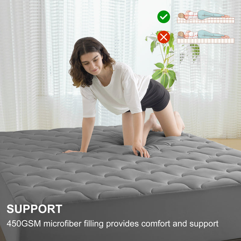 INGALIK Super Soft Mattress Pad Breathable Pillow Top Mattress Cover Fluffy Quilted Fitted Mattress Protector Stretches up 8-21" Deep Pocket Cooling Mattress Topper