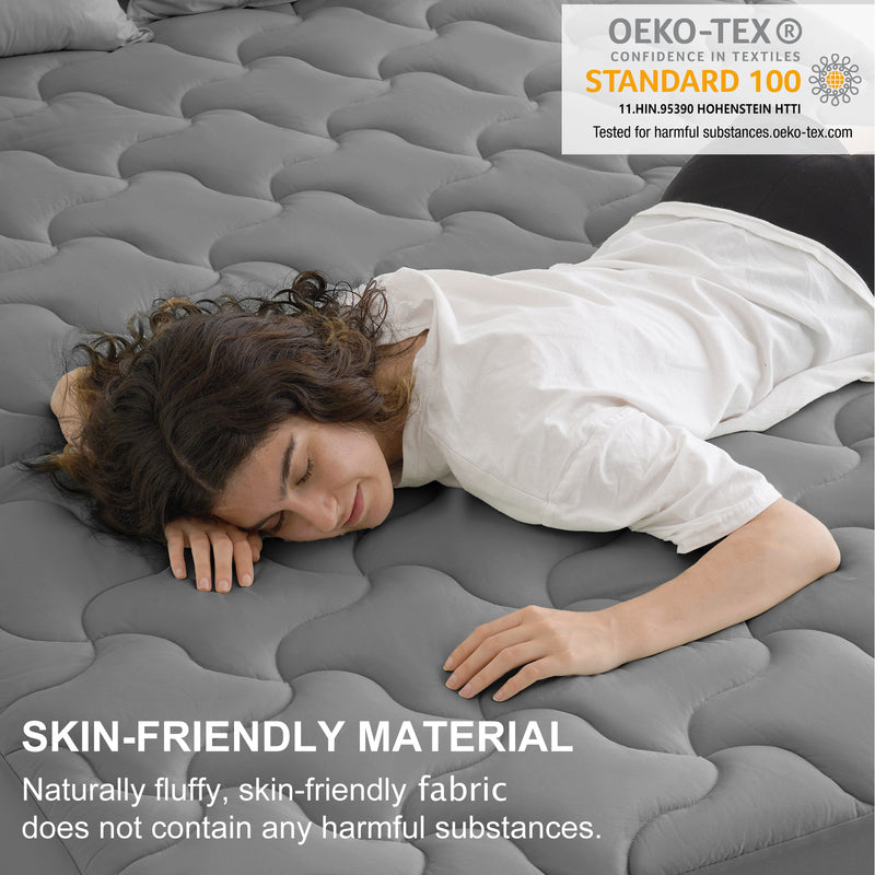 INGALIK Super Soft Mattress Pad Breathable Pillow Top Mattress Cover Fluffy Quilted Fitted Mattress Protector Stretches up 8-21" Deep Pocket Cooling Mattress Topper
