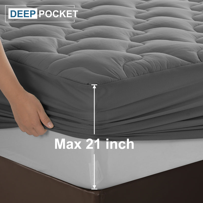 INGALIK Super Soft Mattress Pad Breathable Pillow Top Mattress Cover Fluffy Quilted Fitted Mattress Protector Stretches up 8-21" Deep Pocket Cooling Mattress Topper