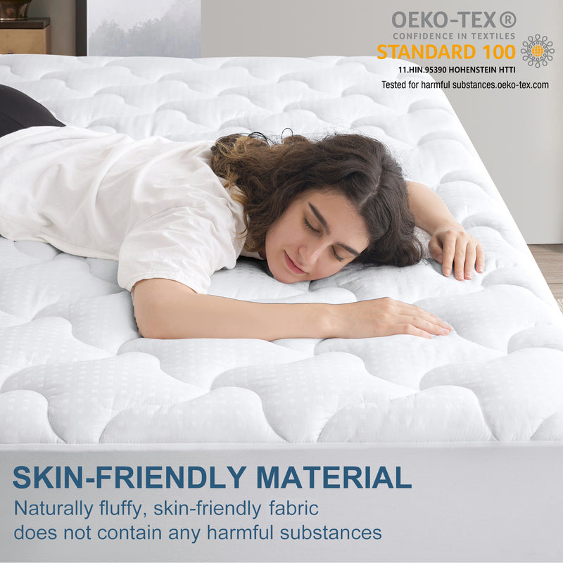 INGALIK Super Soft Mattress Pad Breathable Pillow Top Mattress Cover Fluffy Quilted Fitted Mattress Protector Stretches up 8-21" Deep Pocket Cooling Mattress Topper