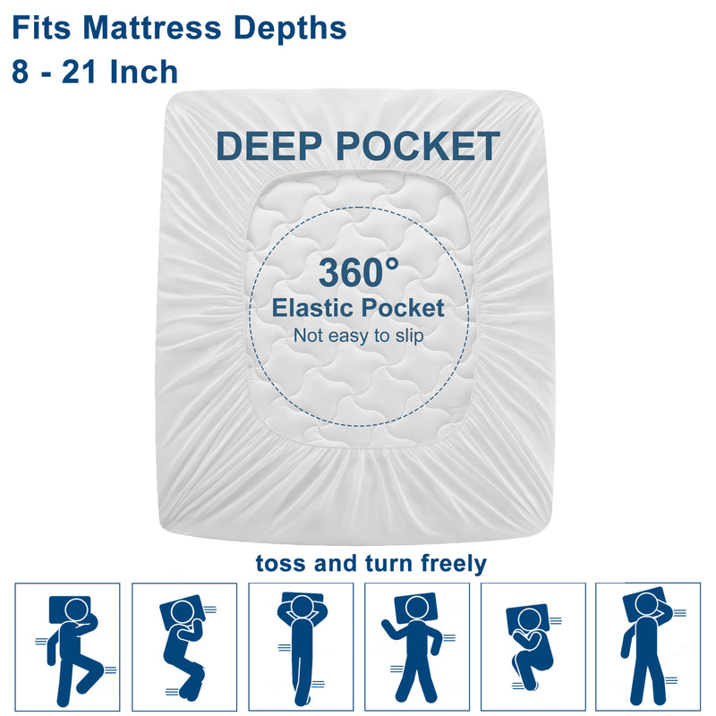 INGALIK Super Soft Mattress Pad Breathable Pillow Top Mattress Cover Fluffy Quilted Fitted Mattress Protector Stretches up 8-21" Deep Pocket Cooling Mattress Topper