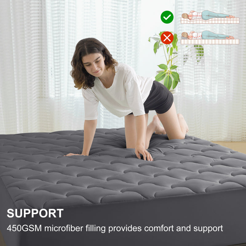 INGALIK Super Soft Mattress Pad Breathable Pillow Top Mattress Cover Fluffy Quilted Fitted Mattress Protector Stretches up 8-21" Deep Pocket Cooling Mattress Topper