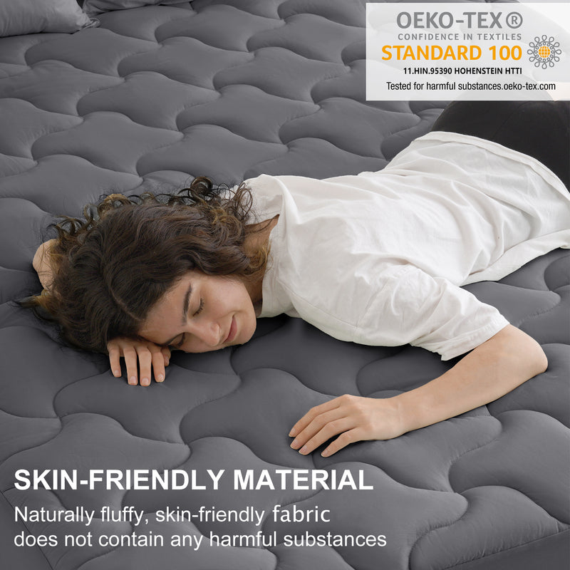 INGALIK Super Soft Mattress Pad Breathable Pillow Top Mattress Cover Fluffy Quilted Fitted Mattress Protector Stretches up 8-21" Deep Pocket Cooling Mattress Topper