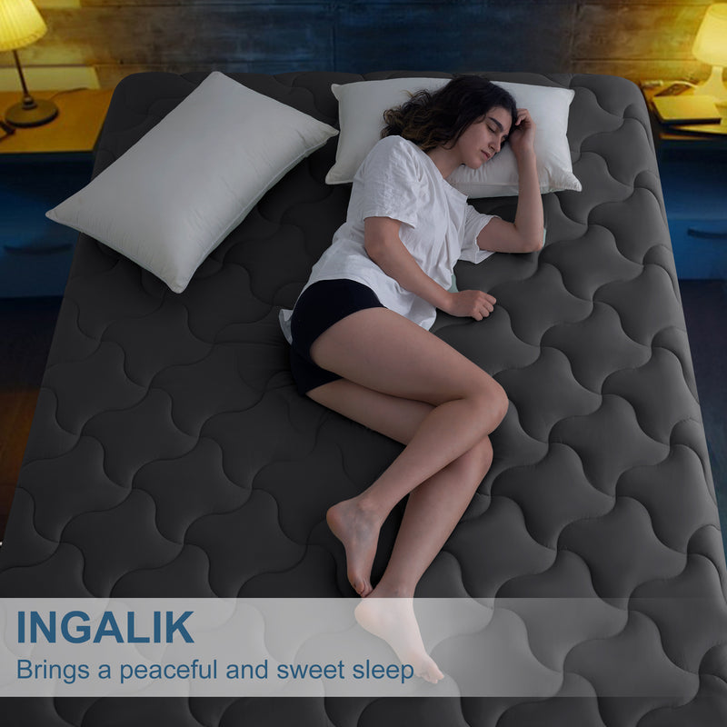 INGALIK Super Soft Mattress Pad Breathable Pillow Top Mattress Cover Fluffy Quilted Fitted Mattress Protector Stretches up 8-21" Deep Pocket Cooling Mattress Topper