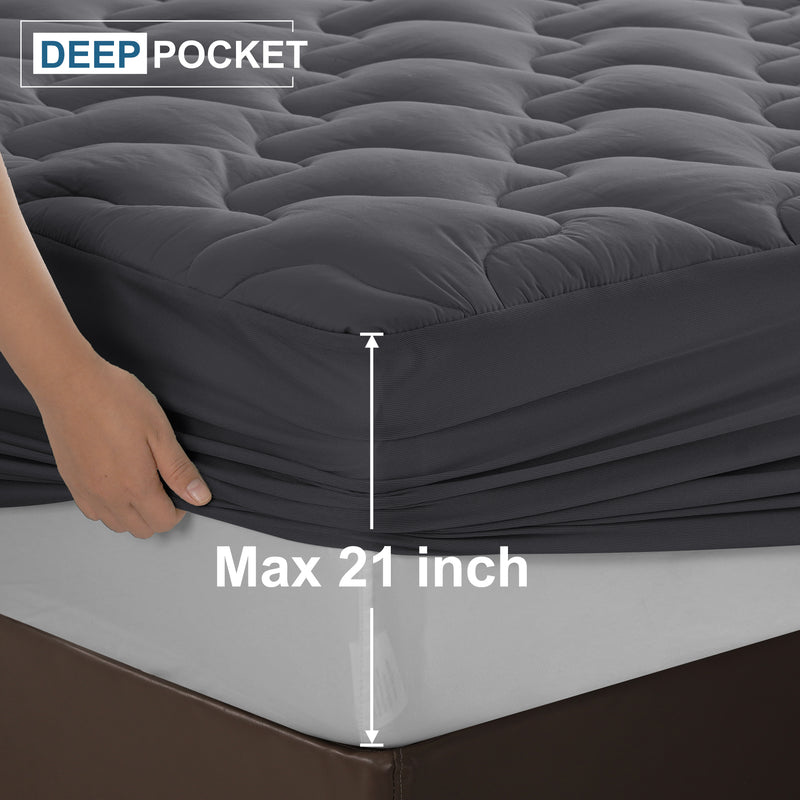 INGALIK Super Soft Mattress Pad Breathable Pillow Top Mattress Cover Fluffy Quilted Fitted Mattress Protector Stretches up 8-21" Deep Pocket Cooling Mattress Topper