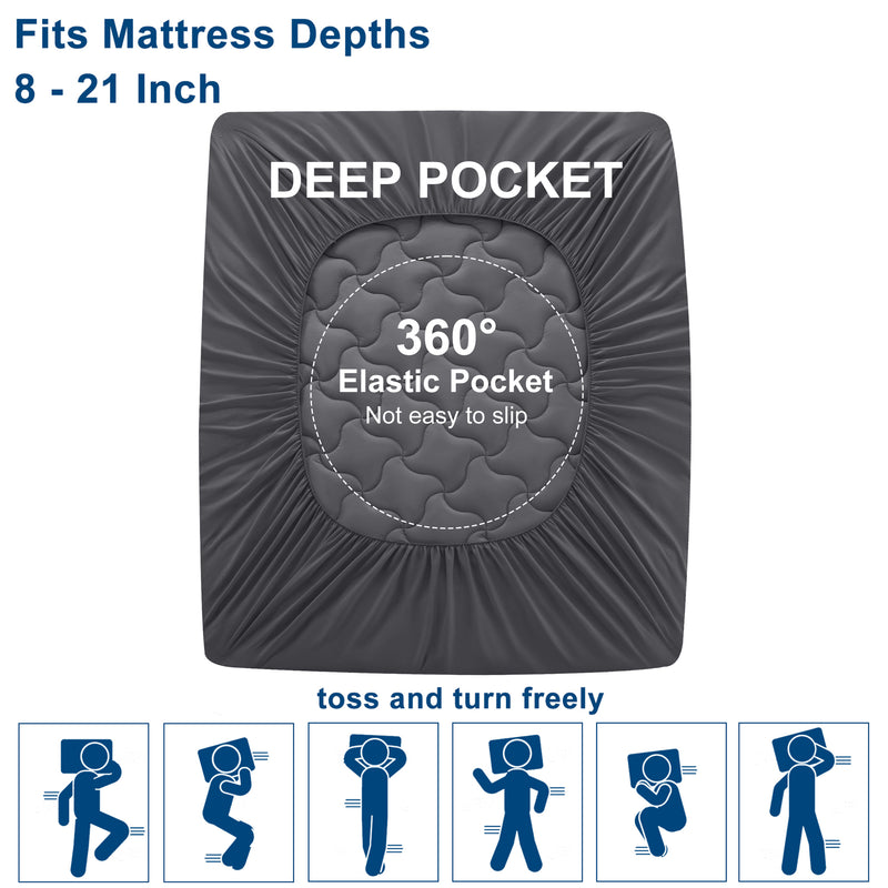 INGALIK Super Soft Mattress Pad Breathable Pillow Top Mattress Cover Fluffy Quilted Fitted Mattress Protector Stretches up 8-21" Deep Pocket Cooling Mattress Topper