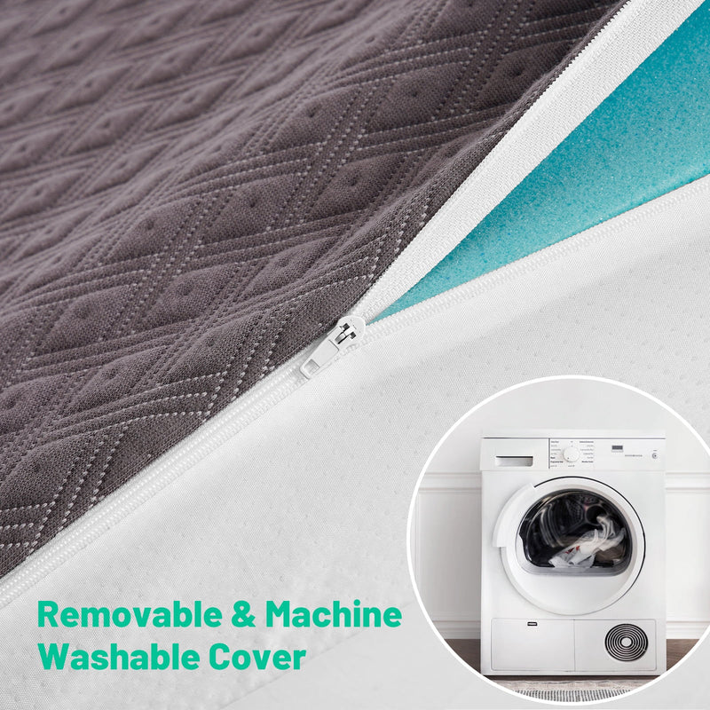 INGALIK 3 inch Gel Infused Memory Foam Mattress Topper, Cooling Bed Topper for Pressure Relief, CertiPUR-US Certified, Removable Cover