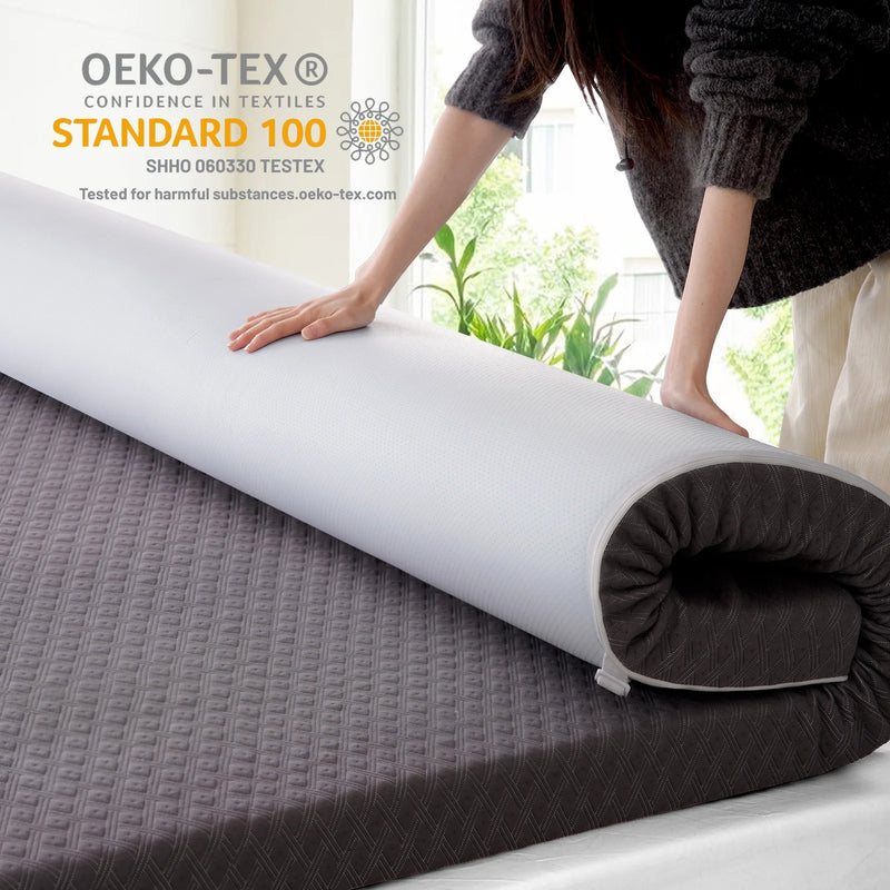 INGALIK 3 inch Gel Infused Memory Foam Mattress Topper, Cooling Bed Topper for Pressure Relief, CertiPUR-US Certified, Removable Cover
