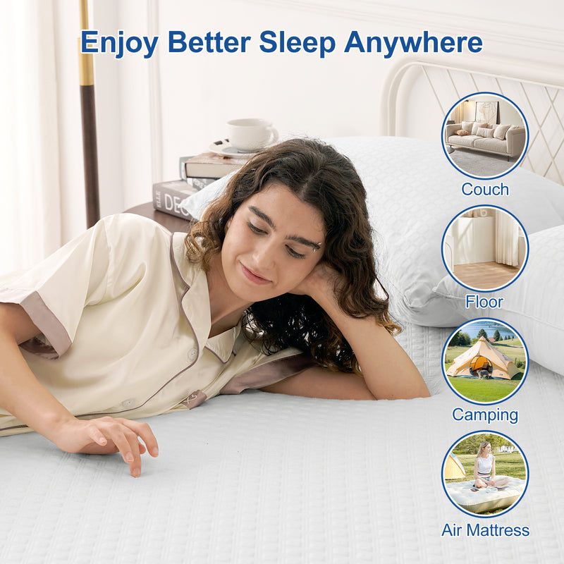 INGALIK 3 inch Gel Infused Memory Foam Mattress Topper, Cooling Bed Topper for Pressure Relief, CertiPUR-US Certified, Removable Cover