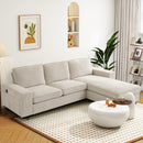 INGALIK 99" Sectional Sofa with Storage Chaise, Oversized L-Shaped Couch, Large Modern Chenille Sofa 3 Seat with Removable Cushion Covers USB Type-C Ports for Living Room