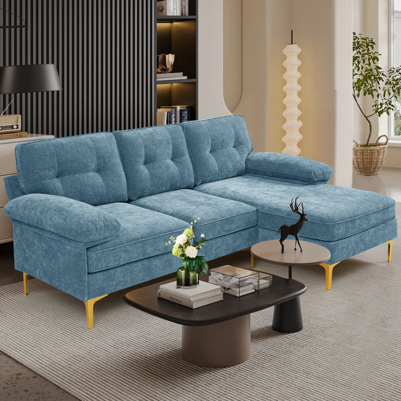 INGALIK Convertible Sectional Sofa Couch, Convertible L Shaped Couch with Reversible Chaise, Sectional Couch for Small Space Apartment, 3 Seater