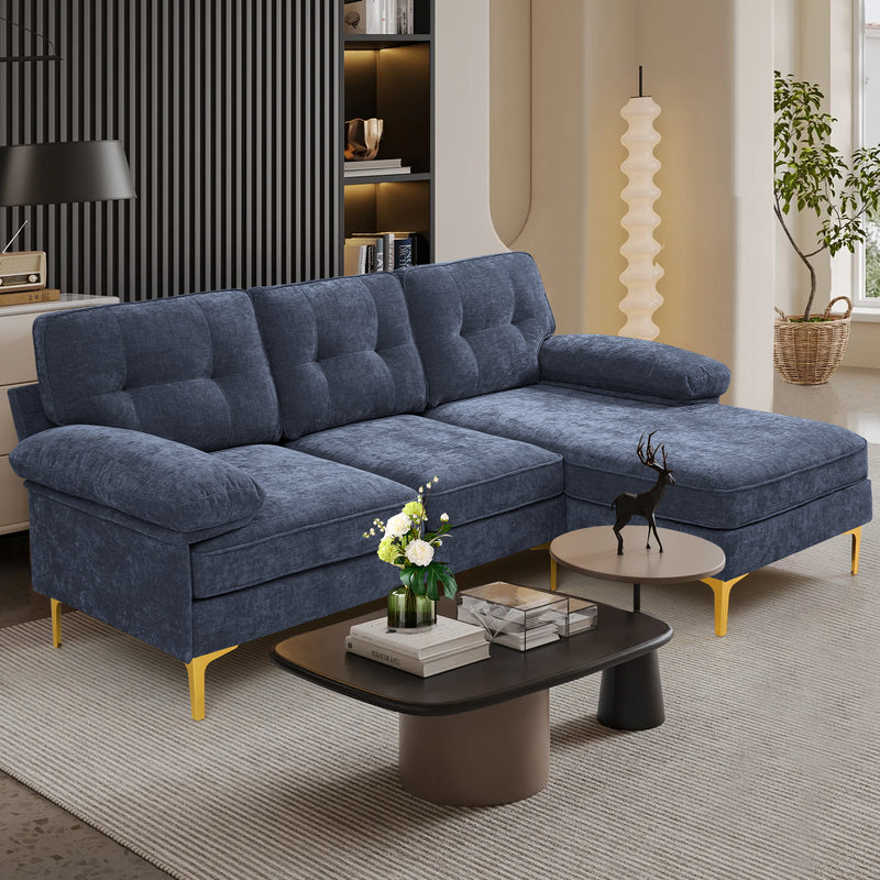 INGALIK Convertible Sectional Sofa Couch, Convertible L Shaped Couch with Reversible Chaise, Sectional Couch for Small Space Apartment, 3 Seater