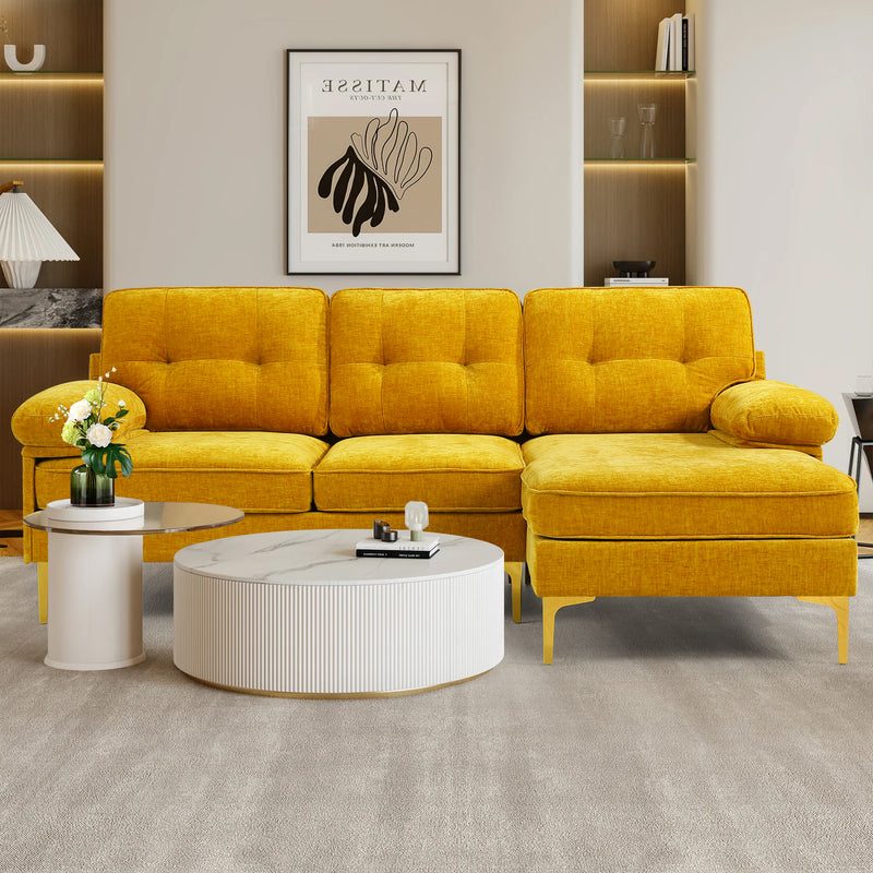 INGALIK Convertible Sectional Sofa Couch, Convertible L Shaped Couch with Reversible Chaise, Sectional Couch for Small Space Apartment, 3 Seater