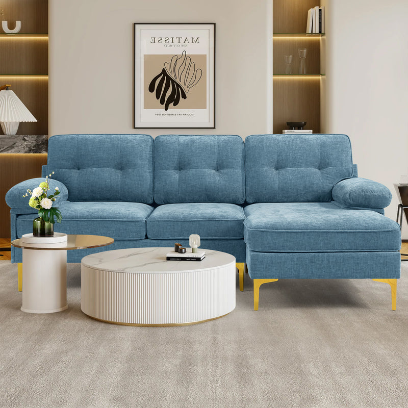 INGALIK Convertible Sectional Sofa Couch, Convertible L Shaped Couch with Reversible Chaise, Sectional Couch for Small Space Apartment, 3 Seater