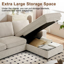 INGALIK 99" Sectional Sofa with Storage Chaise, Oversized L-Shaped Couch, Large Modern Chenille Sofa 3 Seat with Removable Cushion Covers USB Type-C Ports for Living Room