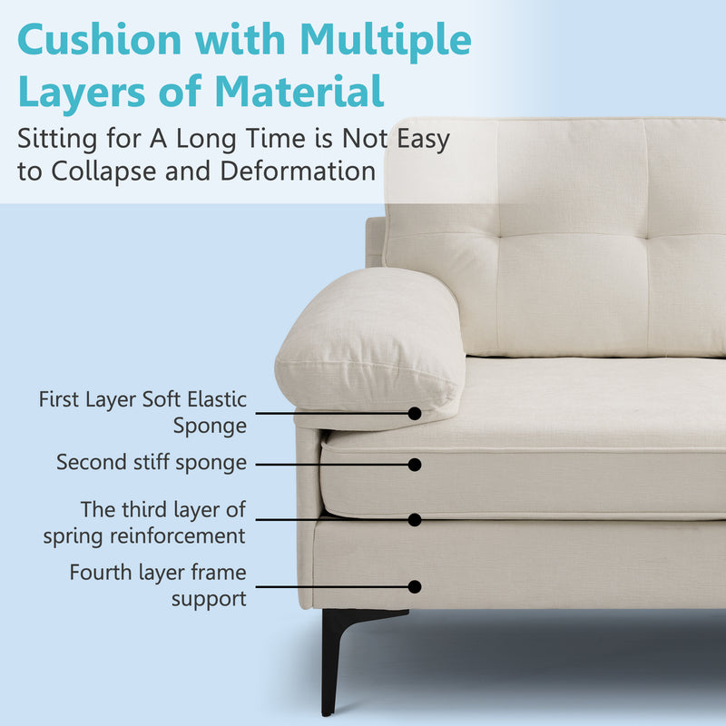 INGALIK Convertible Sectional Sofa Couch, Convertible L Shaped Couch with Reversible Chaise, Sectional Couch for Small Space Apartment, 3 Seater