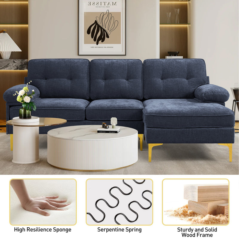 INGALIK Convertible Sectional Sofa Couch, Convertible L Shaped Couch with Reversible Chaise, Sectional Couch for Small Space Apartment, 3 Seater