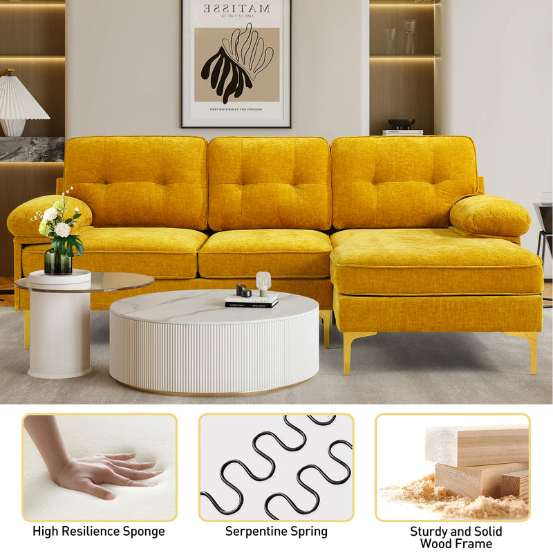 INGALIK Convertible Sectional Sofa Couch, Convertible L Shaped Couch with Reversible Chaise, Sectional Couch for Small Space Apartment, 3 Seater