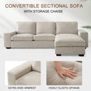 INGALIK 99" Sectional Sofa with Storage Chaise, Oversized L-Shaped Couch, Large Modern Chenille Sofa 3 Seat with Removable Cushion Covers USB Type-C Ports for Living Room