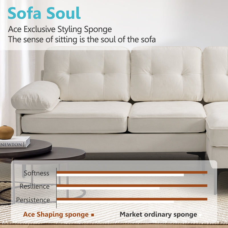 INGALIK Convertible Sectional Sofa Couch, Convertible L Shaped Couch with Reversible Chaise, Sectional Couch for Small Space Apartment, 3 Seater