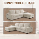 INGALIK 99" Sectional Sofa with Storage Chaise, Oversized L-Shaped Couch, Large Modern Chenille Sofa 3 Seat with Removable Cushion Covers USB Type-C Ports for Living Room