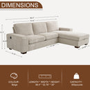 INGALIK 99" Sectional Sofa with Storage Chaise, Oversized L-Shaped Couch, Large Modern Chenille Sofa 3 Seat with Removable Cushion Covers USB Type-C Ports for Living Room