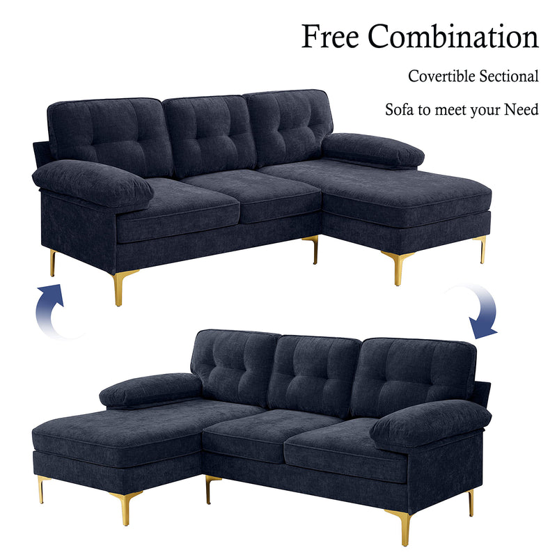 INGALIK Convertible Sectional Sofa Couch, Convertible L Shaped Couch with Reversible Chaise, Sectional Couch for Small Space Apartment, 3 Seater