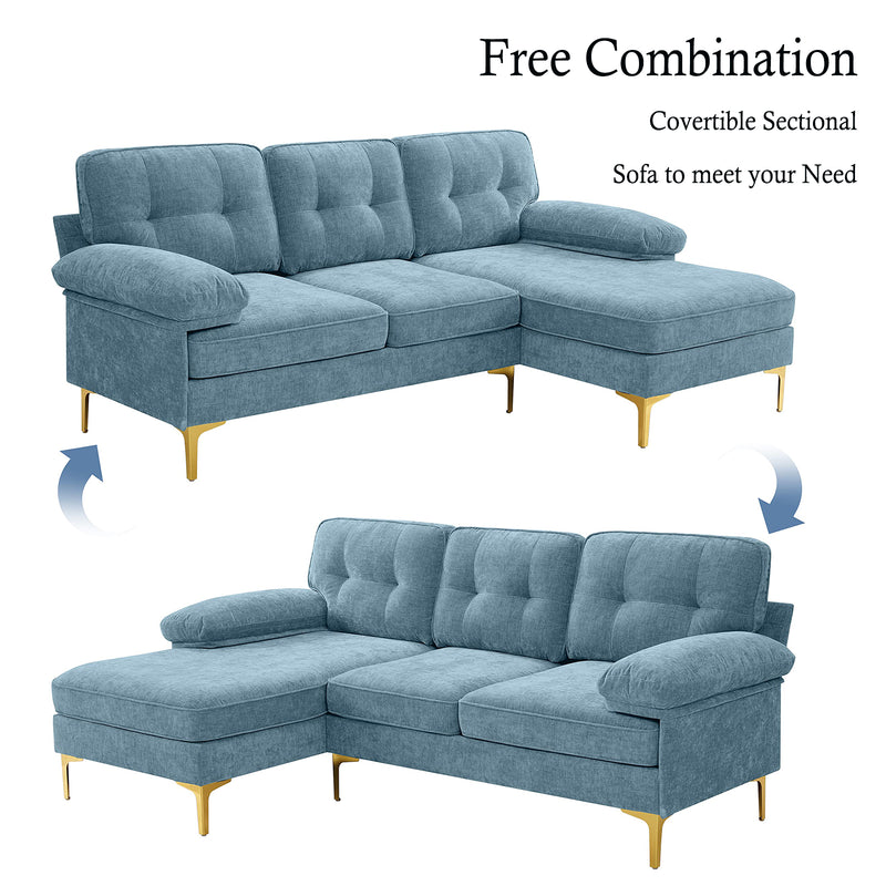 INGALIK Convertible Sectional Sofa Couch, Convertible L Shaped Couch with Reversible Chaise, Sectional Couch for Small Space Apartment, 3 Seater
