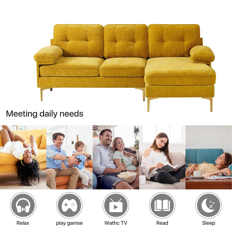 INGALIK Convertible Sectional Sofa Couch, Convertible L Shaped Couch with Reversible Chaise, Sectional Couch for Small Space Apartment, 3 Seater