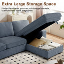 INGALIK 99" Sectional Sofa with Storage Chaise, Oversized L-Shaped Couch, Large Modern Chenille Sofa 3 Seat with Removable Cushion Covers USB Type-C Ports for Living Room