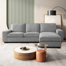 INGALIK 99" Sectional Sofa with Storage Chaise, Oversized L-Shaped Couch, Large Modern Chenille Sofa 3 Seat with Removable Cushion Covers USB Type-C Ports for Living Room