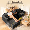 106” Sectional Couch with Chaise, Cloud Boneless Couches Flannel Plush with Deep Seat, L-Shaped Compressed Modular Sofa with Cushions for Living Room, Small Space