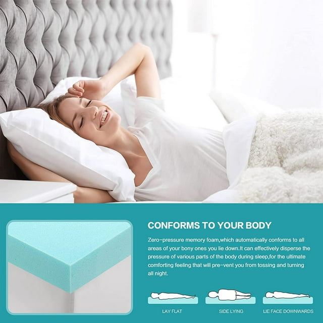 INGALIK 3 inch Gel Memory Foam Mattress Topper, Cooling Bed Topper for Pressure Relief, CertiPUR-US Certified