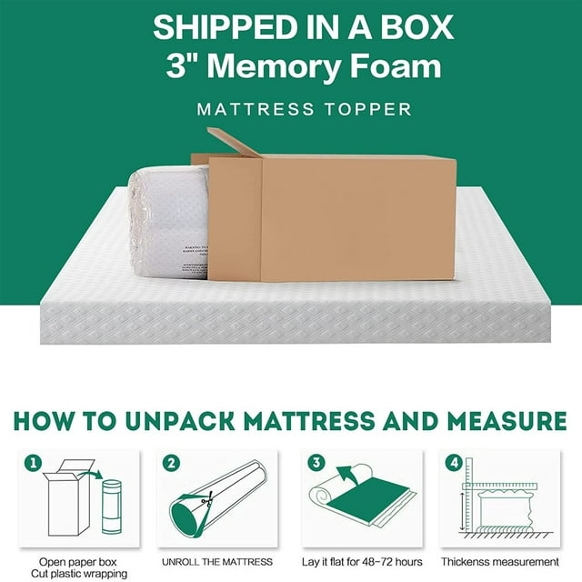 INGALIK 3 inch Gel Memory Foam Mattress Topper, Cooling Bed Topper for Pressure Relief, CertiPUR-US Certified