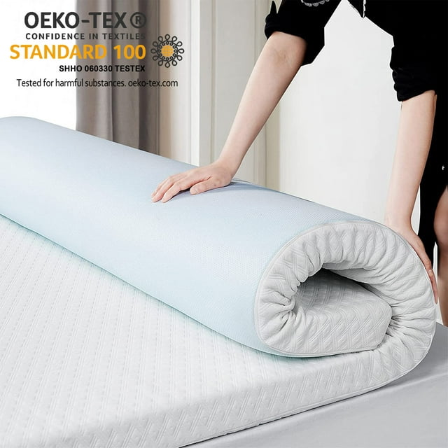 INGALIK 3 inch Gel Memory Foam Mattress Topper, Cooling Bed Topper for Pressure Relief, CertiPUR-US Certified