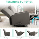 INGALIK 360 Degrees Swivel Rocker Recliner, Glider Rocking Chair Nursery, Fabric Single Sofa