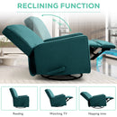 INGALIK 360 Degrees Swivel Rocker Recliner, Glider Rocking Chair Nursery, Fabric Single Sofa