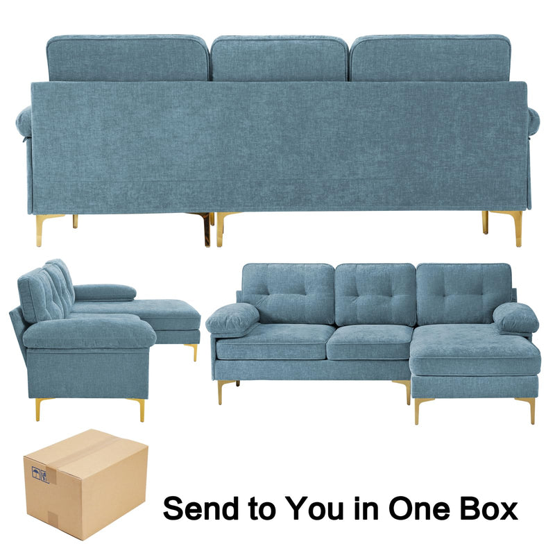 INGALIK Convertible Sectional Sofa Couch, Convertible L Shaped Couch with Reversible Chaise, Sectional Couch for Small Space Apartment, 3 Seater