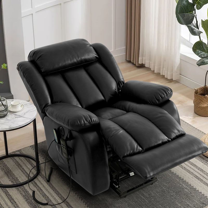 INGALIK 41" Breathable Leather Dual Motor Power Lift Recliner Chair With Heating And Massage, Lay Flat Electric Recliner Lift Assist Recliner For The Elderly